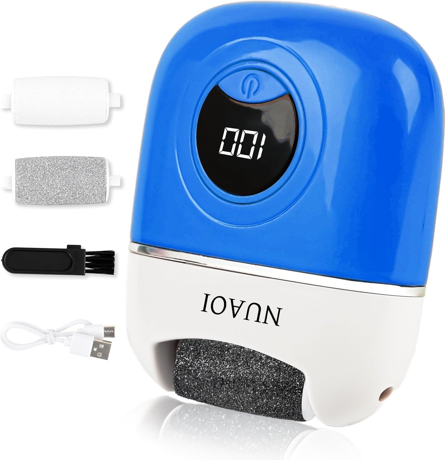 Electric Callus Remover Foot File - Rechargeable Callus Remover Pedicure Tools for Feet Foot Scrubber File Foot Care Grinder with 3 Grinding Heads 2 Speeds for Men Women Dry Callus Dead Skin (Blue)