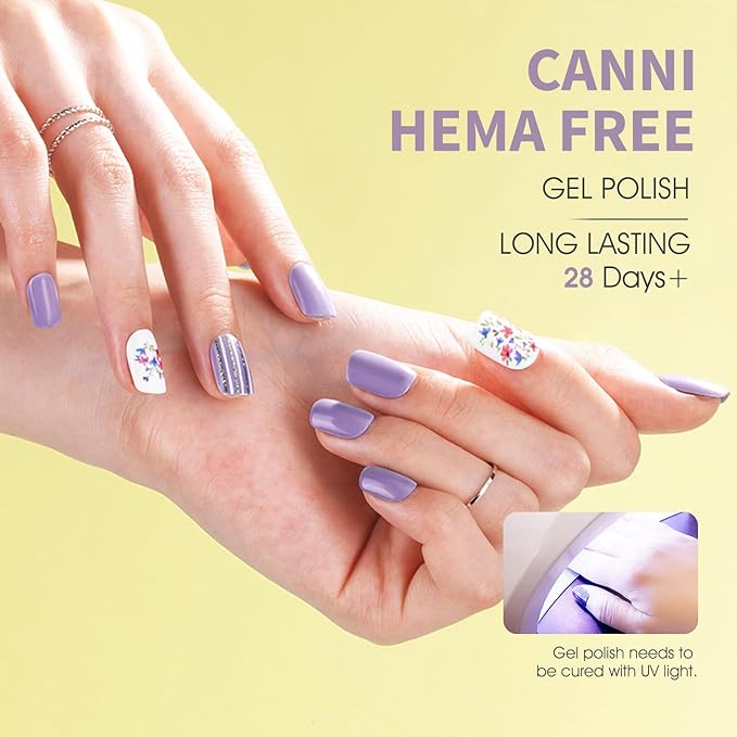 CANNI Purple Gel Nail Polish, 1Pcs Light Purple Gel Polish Pastel Color Nail Polish High Gloss Nail Manicure Salon DIY