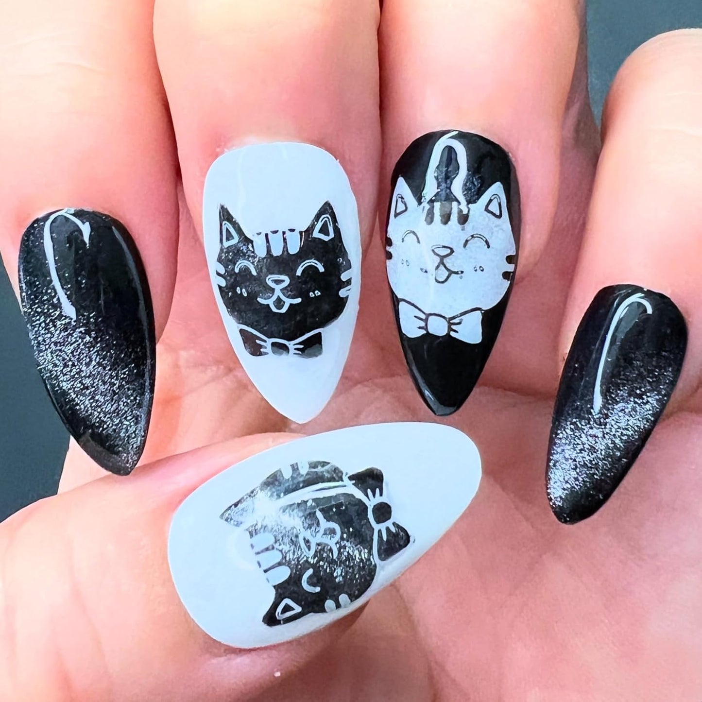 SheModern STICKY BLACK + WHITE + GRAY Stamping Polishes (Set 2) For Nail Art Design Air-Dry Collection. More Transfer Time with Tacky Surface for Easy Adhere of Pigment, Glitter