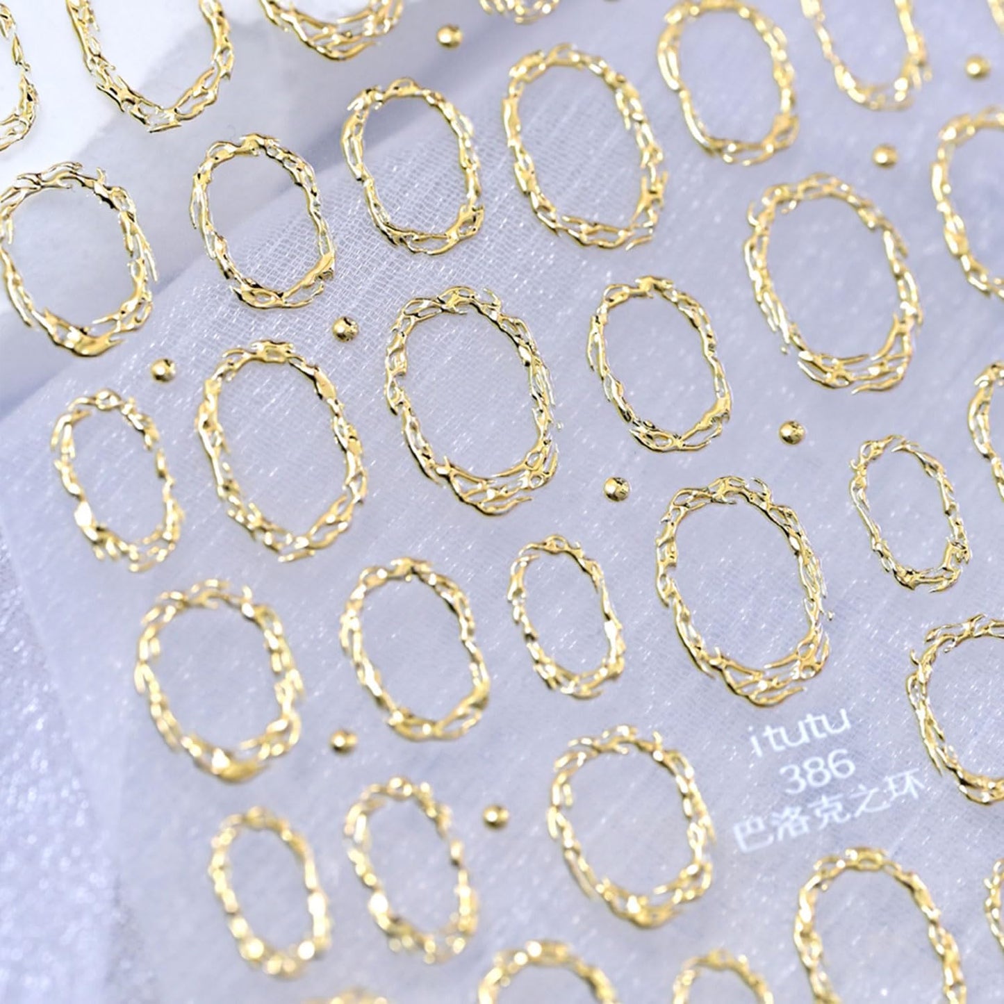 Gold Nail Art Stickers 5D Embossed Nail Stickers Circle Hollow Nail Decals Geometric Frames for Nails Designs Self-Adhesive Nail Art Supplies for Women Girls Summer DIY Manicure