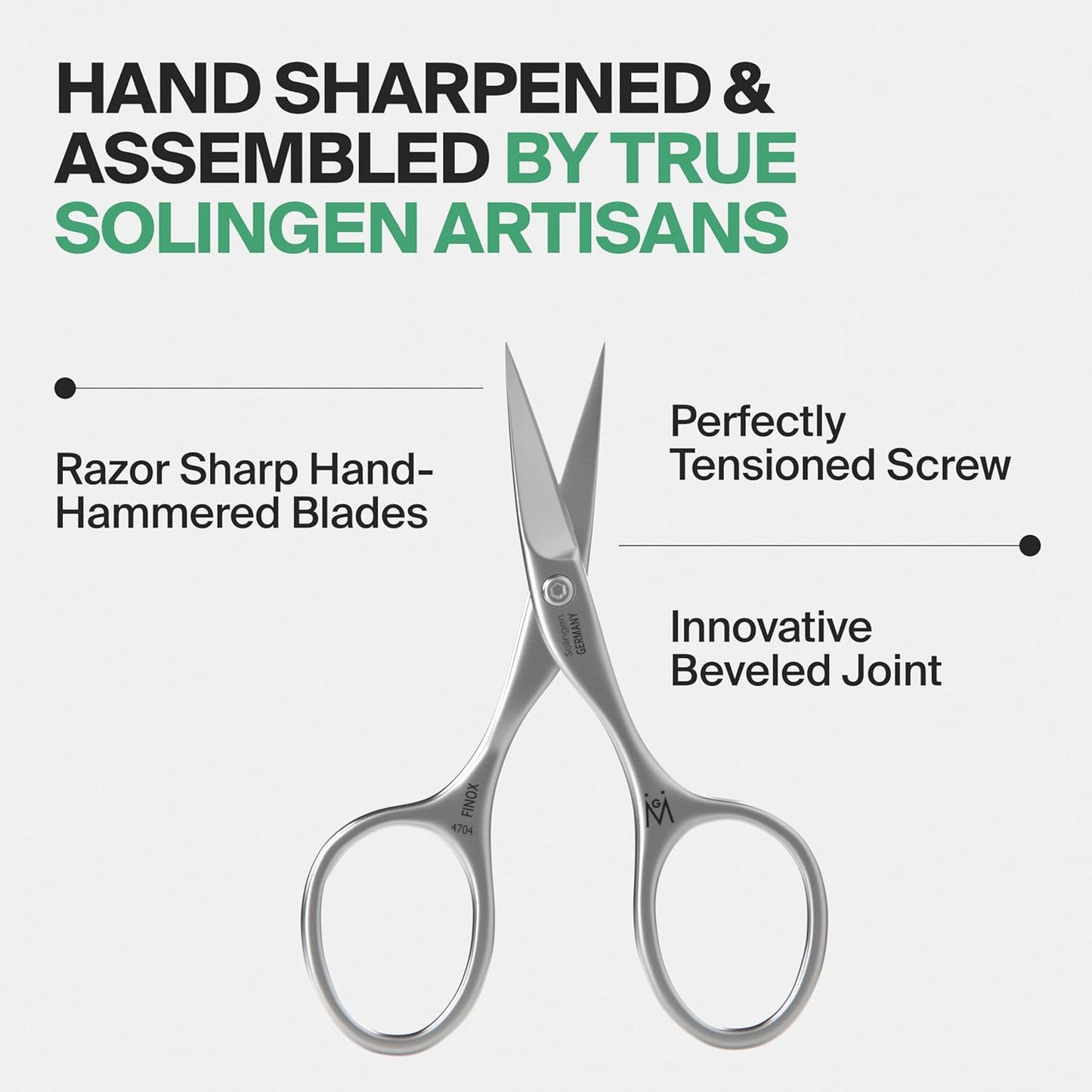 GERMANIKURE Professional Nail Cutter Scissors - FINOX Stainless Steel Nail Scissors - Curved for Nail Tips - Manicure Tools in Leather Case - Ethically Made in Solingen Germany - 4704