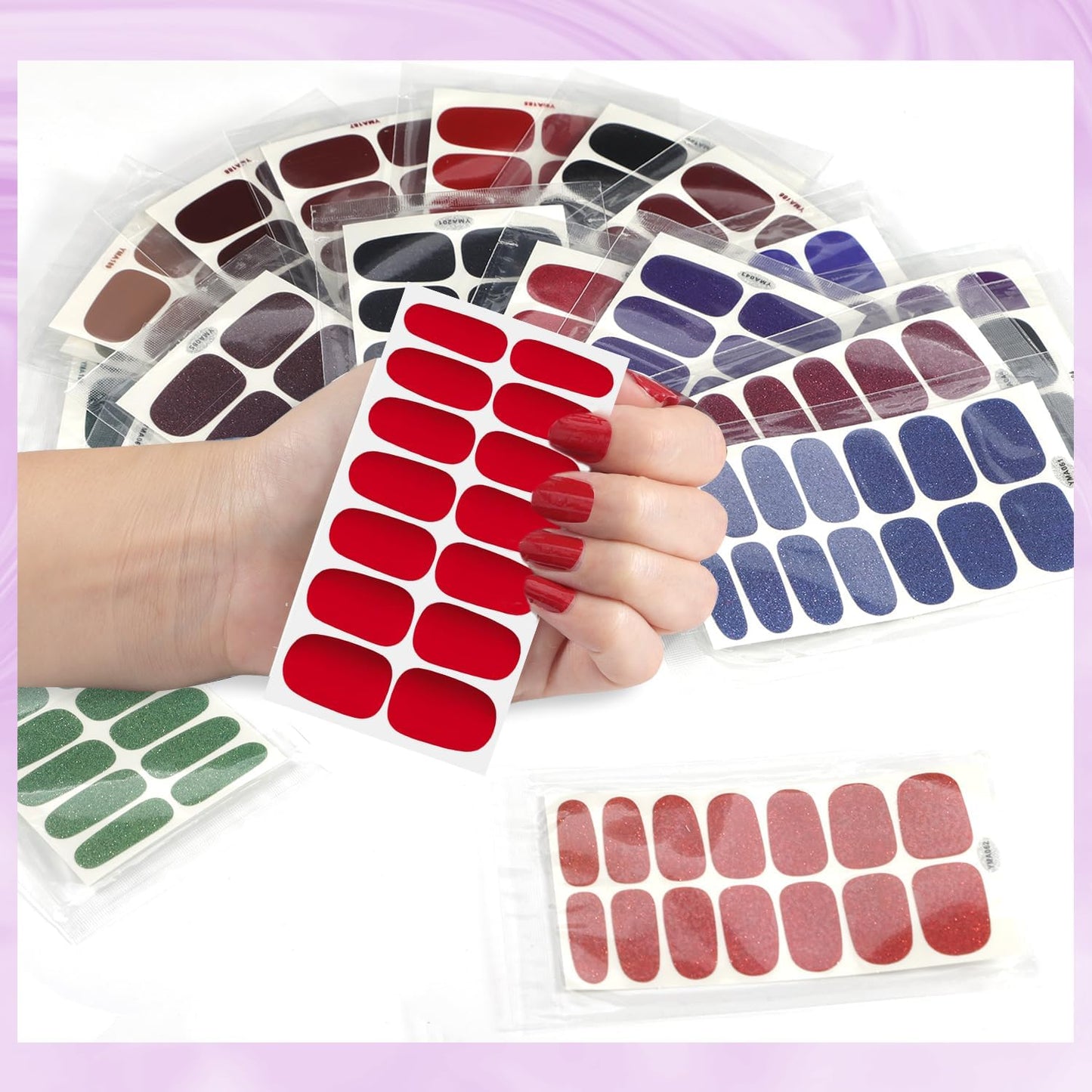 DANNEASY Nail Polish Strips (20 Sheets - Dark Solid&Glitter) Gel Nail Stickers Full Nail Wraps Gel Nail Strips Self-Adhesive Manicure Sticker Nails for Women with Nail File, Cuticle Stick