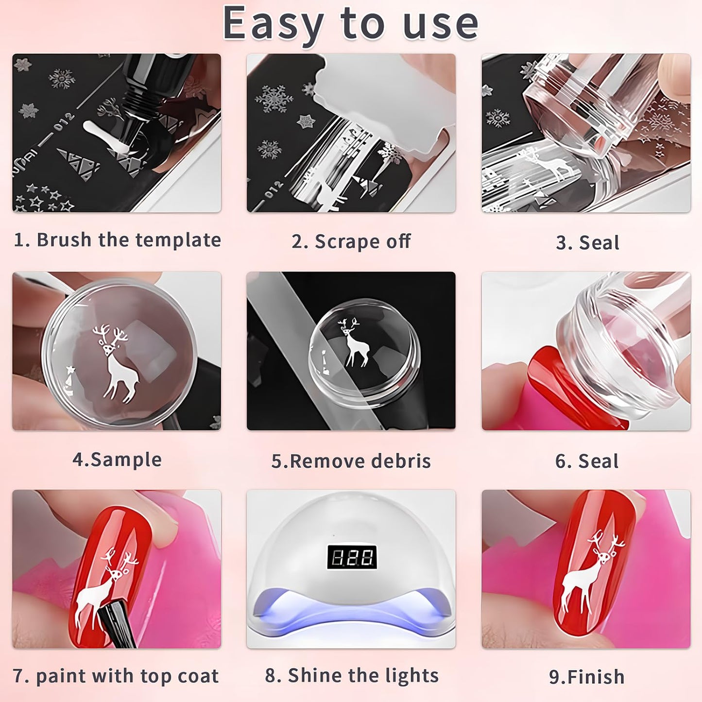 French Tip Tool,Nail Art Stamper Kit with Nail Art Brushes for DIY together,Home Manicure Starter Tool Salon(17 PCS)