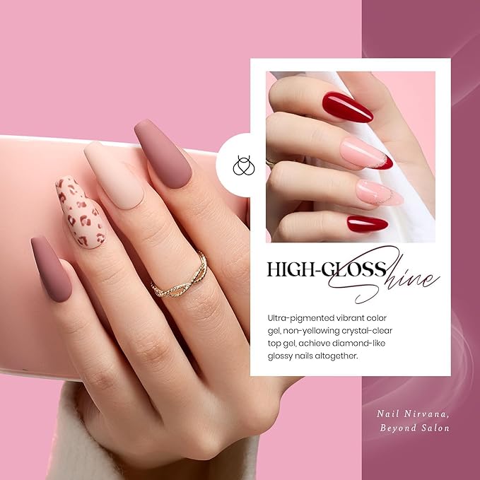 Beetles Winter Gel Polish Set 20 Colors Neutral Shimmer Red Nude Brown Gel Nail Polish Kit with Base Coat Matte Glossy Top Coat Soak off Uv Lamp Manicure Set Gift for Women Sophisticated Charm