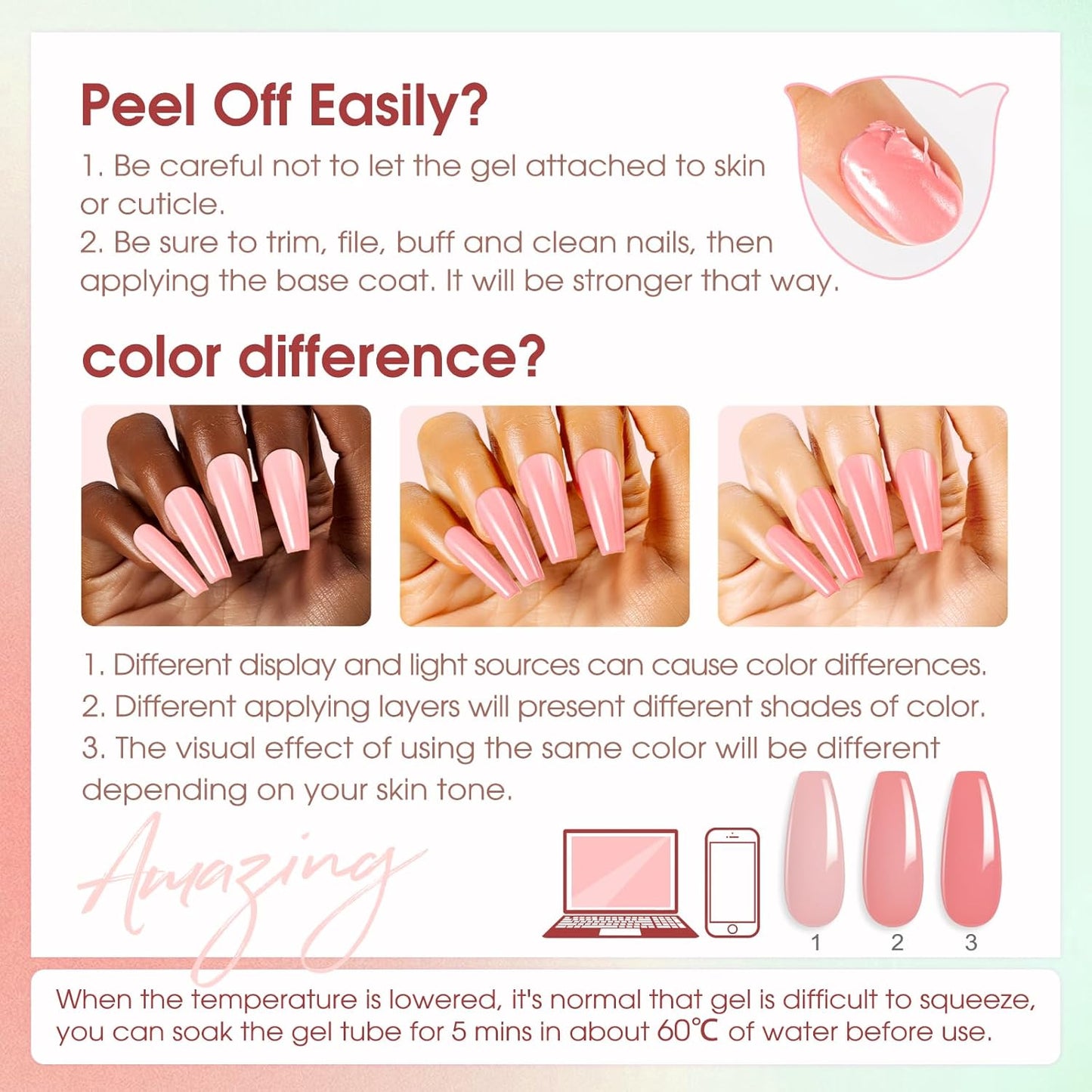 ROSALIND 20PCS White Clear Poly Nails Gel Kit Starter Build er Kit with Slip Solution Pro Nude Pink Nail Extensions Gel Set with Mini UV Lamp Drill Nail Art