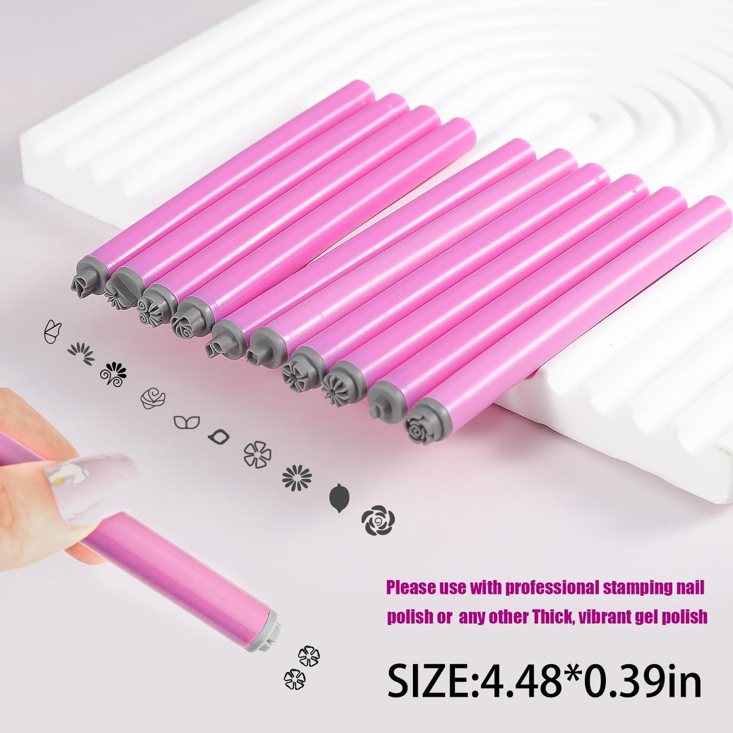WOKOTO 10Pcs Nail Art Stamp Pen Set Flower Butterfly Nail Stamper Pen Nail Art Transfer Pen Design Tools Nail Stamping Pens Kit Nail Art Tool With Different Patterns Nail Art Tools For Women