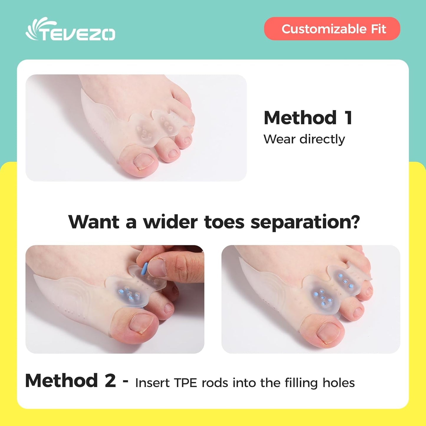 Toe Spacers & Bunion Corrector for Men&Women|Toe Separators,Corn Callus Removers|Hammer Toe Straightener|Bunion Relief|Overlapping Toes Separators|Corn Pads for Toes|1 Pair (Large)