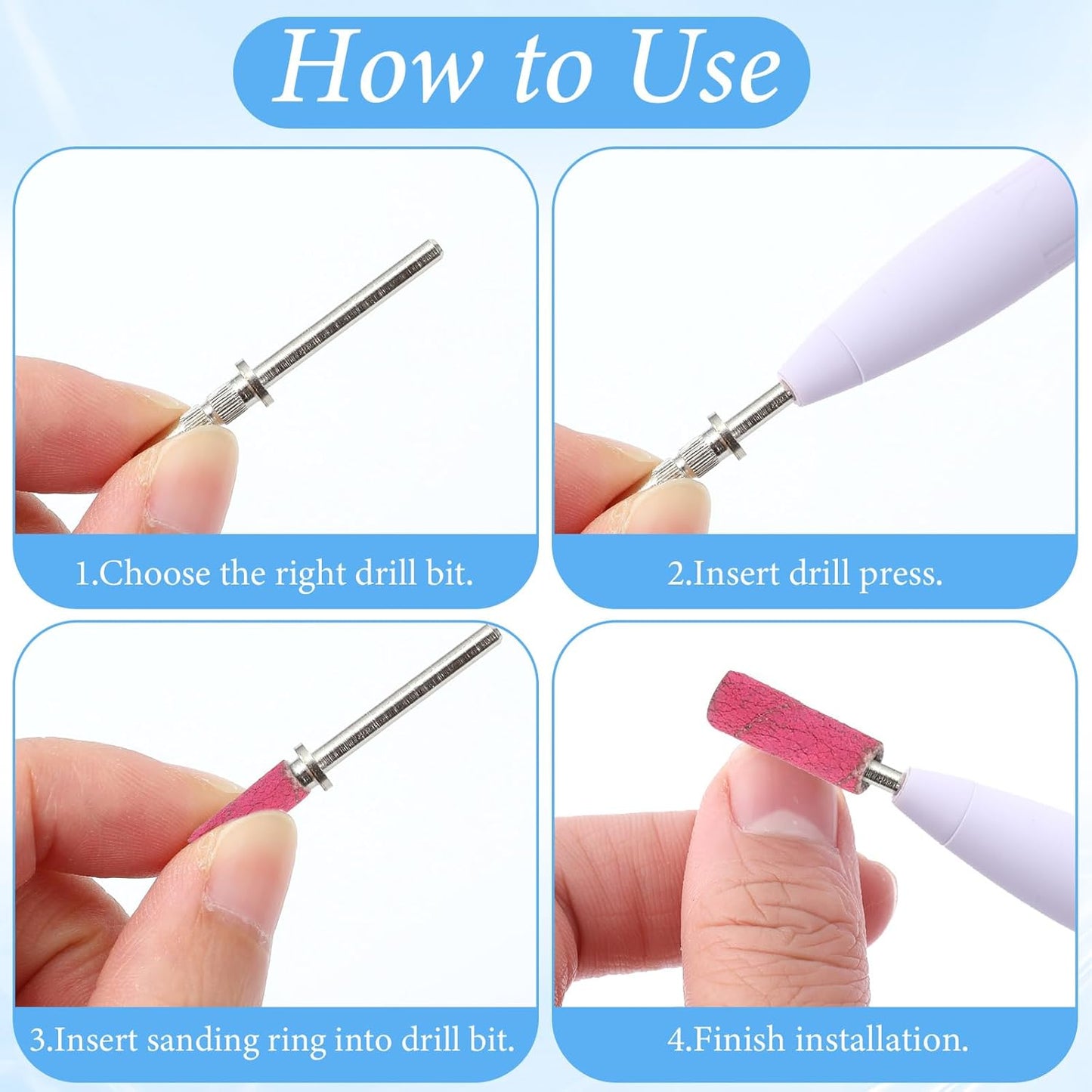 6 Pcs Mandrel Bits for Small Sanding Bands, 3 mm Small Mandrel Nail Bit Sanding Bits for Nails Drill Sandings Band Nails Drills Bit for Electric File Sanders Manicure Pedicures Tool Home Salon
