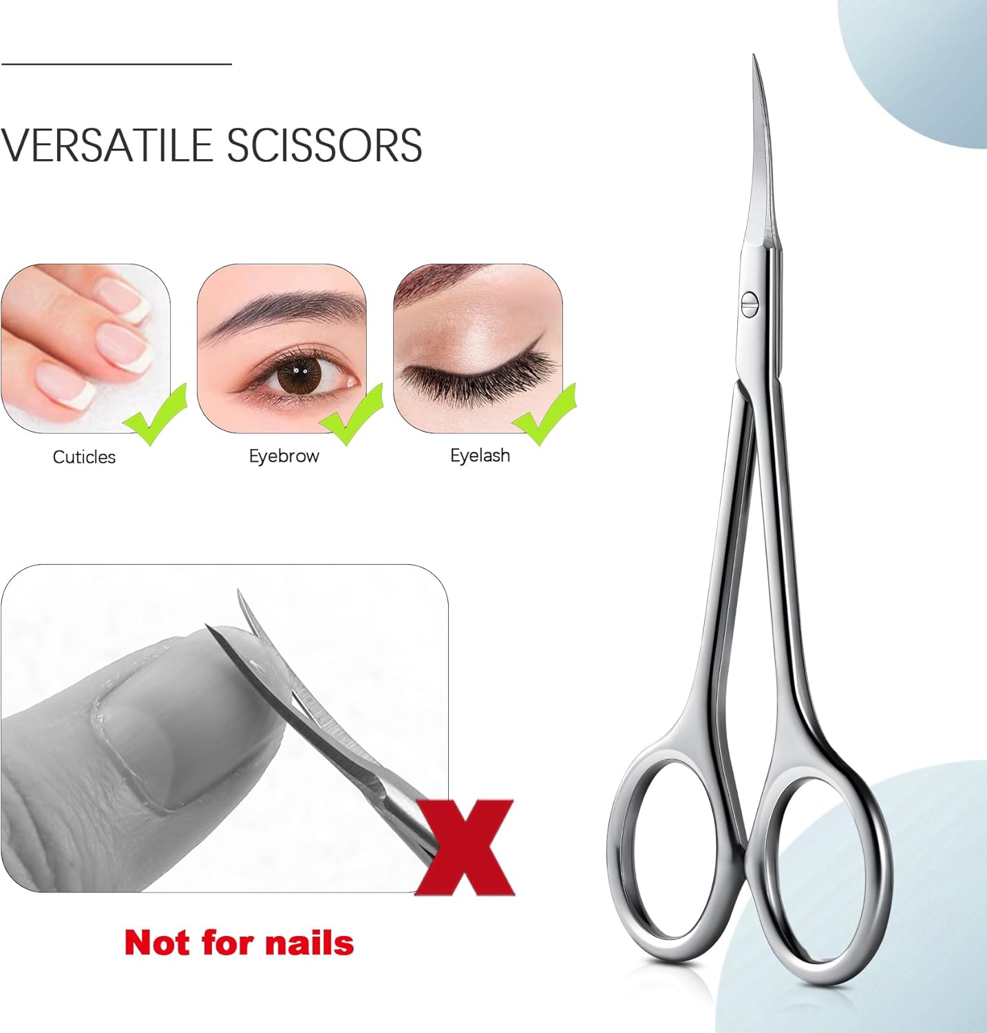 BEZOX Curved Cuticle Scissors – Precision Little Manicure Scissor Extra Fine Tip for Women, Sharp, Sleek, and Designed Finger Nails Scissor for Flawless Nail Care - Silver