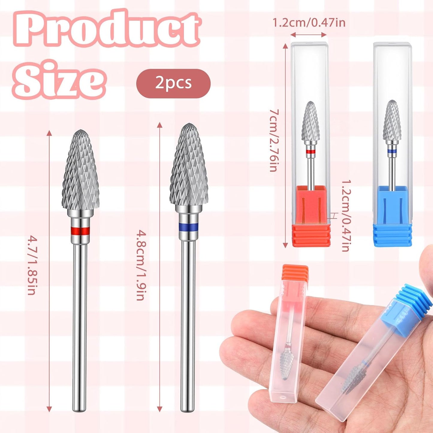 2 Pcs Nail Drill Bits 3/32" 5 in 1 Safety Drill Bits with Case Carbide Nail Drills Bit Fast Remove Cuticle for Manicurist Nails Gel Polishing for Manicurist Nails Salon