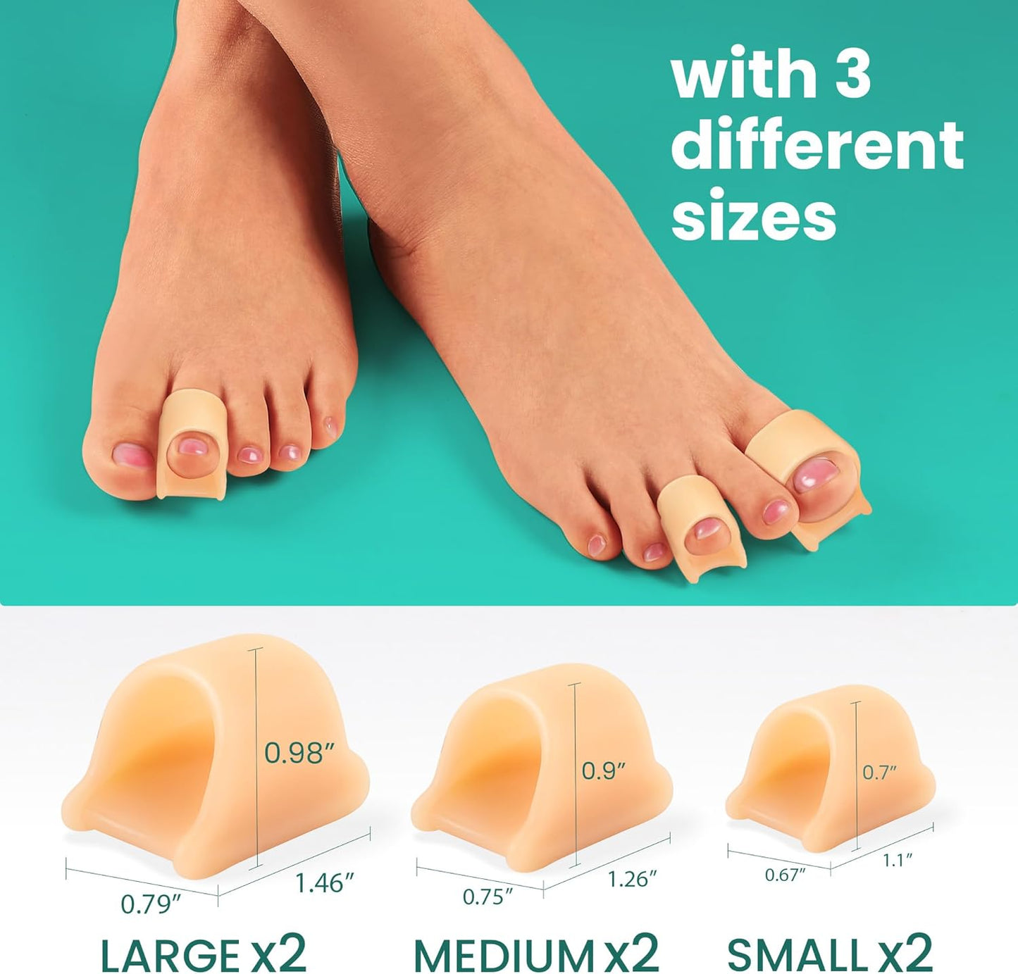 Welnove Hammertoe Corrector - 6 Pack Toe Splints - Soft Gel Toe Straighteners - Realign Bent, Curled, Crooked, Claw, Hammer Toes - Corrector for Men and Women, Small (Beige)