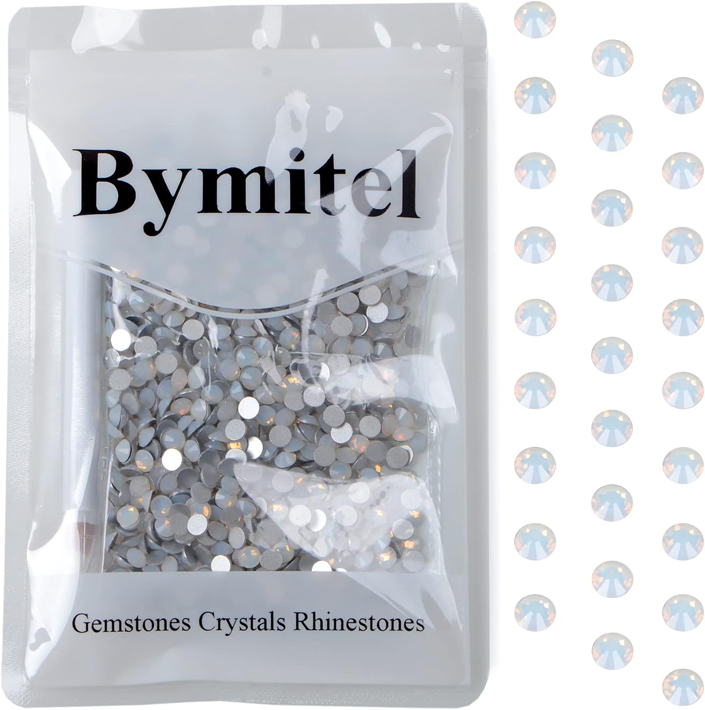 1440PCS Art Nail Rhinestones Non Hotfix Glue Fix Round Crystals Glass Flatback for DIY Jewelry Making with one Picking Pen (ss20 1440pcs, White Opal)