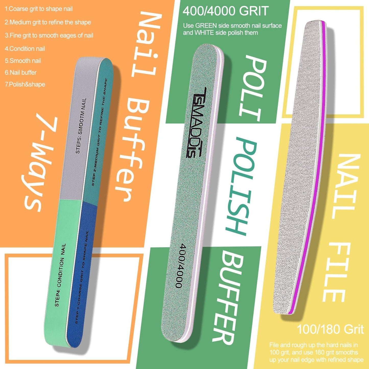 TsMADDTs Manicure Kit for Women with Nail Files, Buffer Blocks, Polishing Buffers, Cuticle Nipper, Pusher and Cuticle Oil