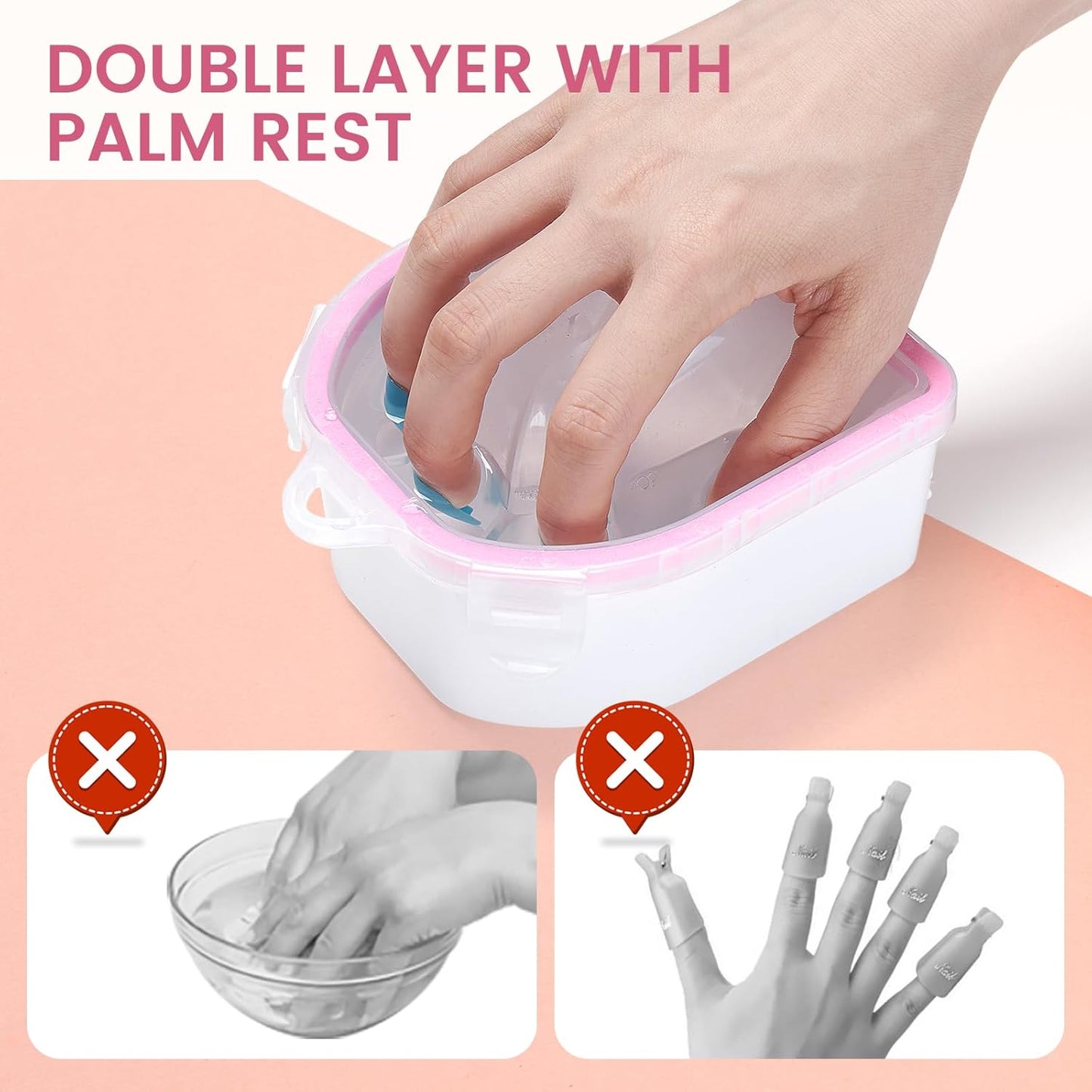 Wifniee Nail Soaking Bowl: 2PCS Soak Off Gel Nail Polish Dip Powder Remover Bowl for Hand Finger- Acetone Proof Manicure Bowl for Salon Home (S1-Pink)