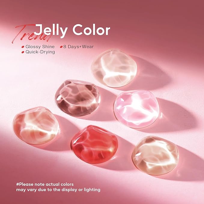 Morovan Jelly Nail Polish Set: Sheer Glass Pink Nude Fingernail Polish Kit Quick Air Dry Regular Neutral Mini Finger Toe Nail Polish DIY Manicure Art Salon Gift for Women Girl