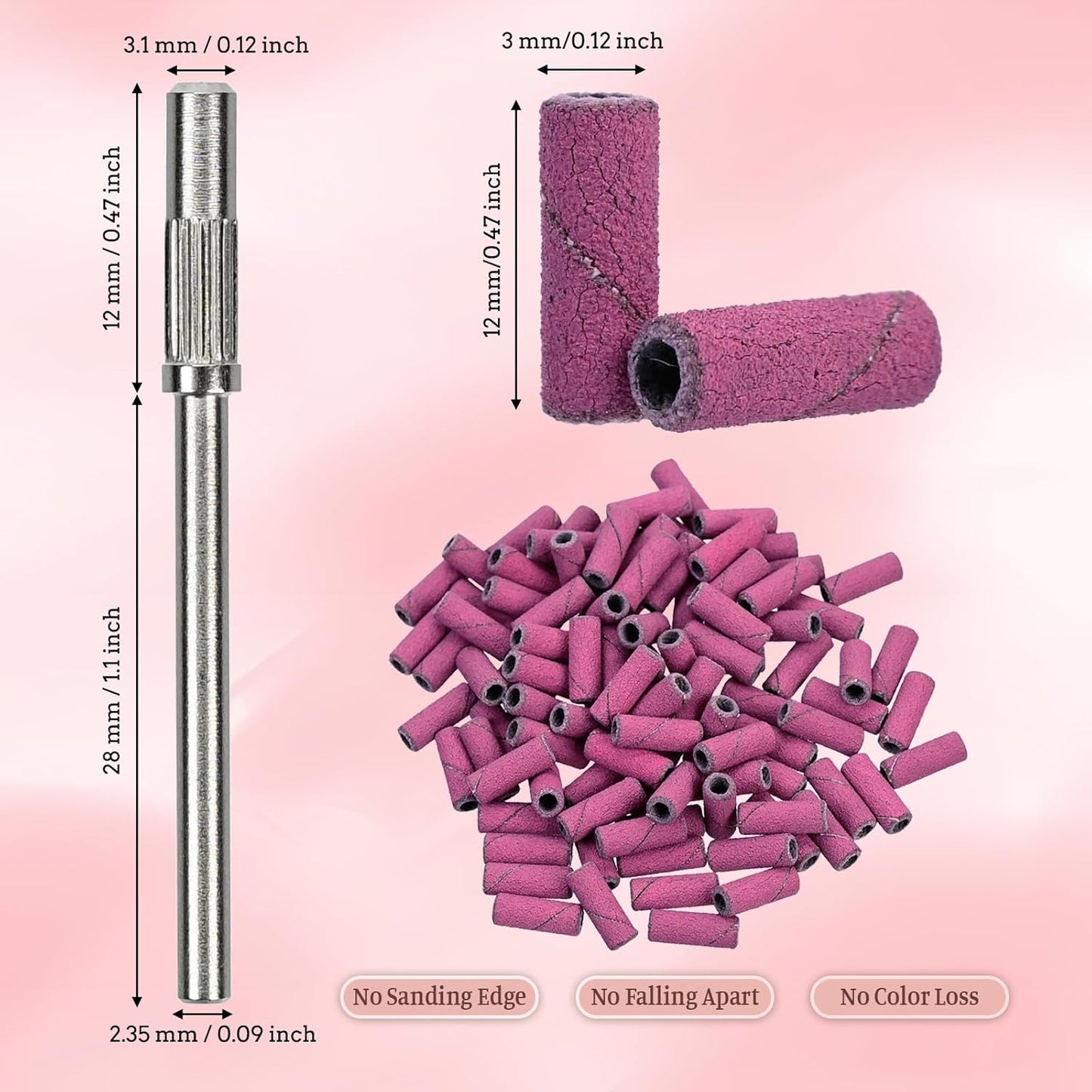 100 Pcs Nail Drill Bits Sanding Bands for Nail Drill, Nail Tips for Drill Bits Nail Tech,240 Fine Grit Nail File Sanding Bands for Acrylic Nails Gel Manicures and Pedicure, Red