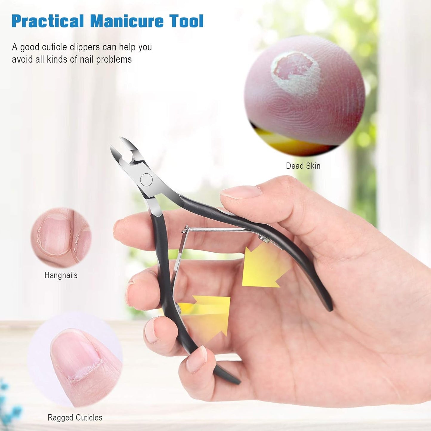 FERYES Cuticle Clipper Professional Manicure and Pedicure Cuticle Remover Tools, Medical Grade Stainless Steel Cutical Cutter, 8mm Jaw- 1 Piece (Black)