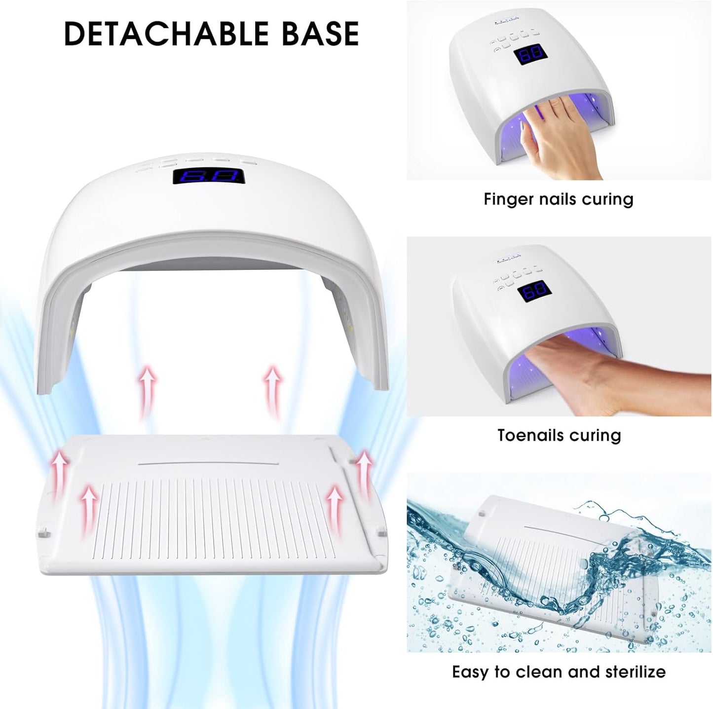 48W Professional Rechargeable UV/LED Nail Lamp, Cordless Gel Nail Dryer with Auto Sensor & Digital Display, 4 Timer Setting Quick Curing Light for Home Salon