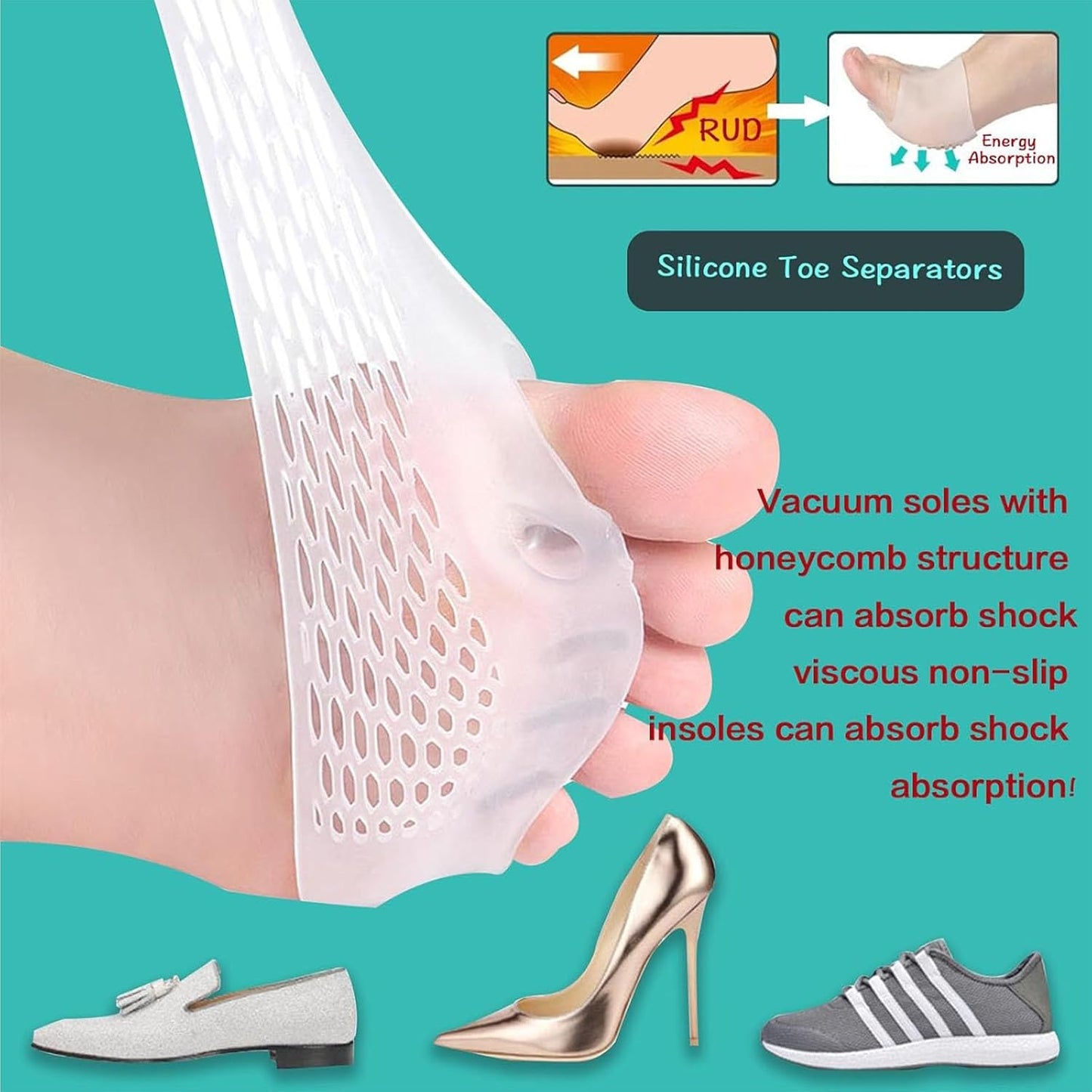 Silicone Toe Separators- Toe Separator for Women, Hallux Valgus Relief - Toe Straightener & Spacer for Women & Men (Multicolored-4PCS)