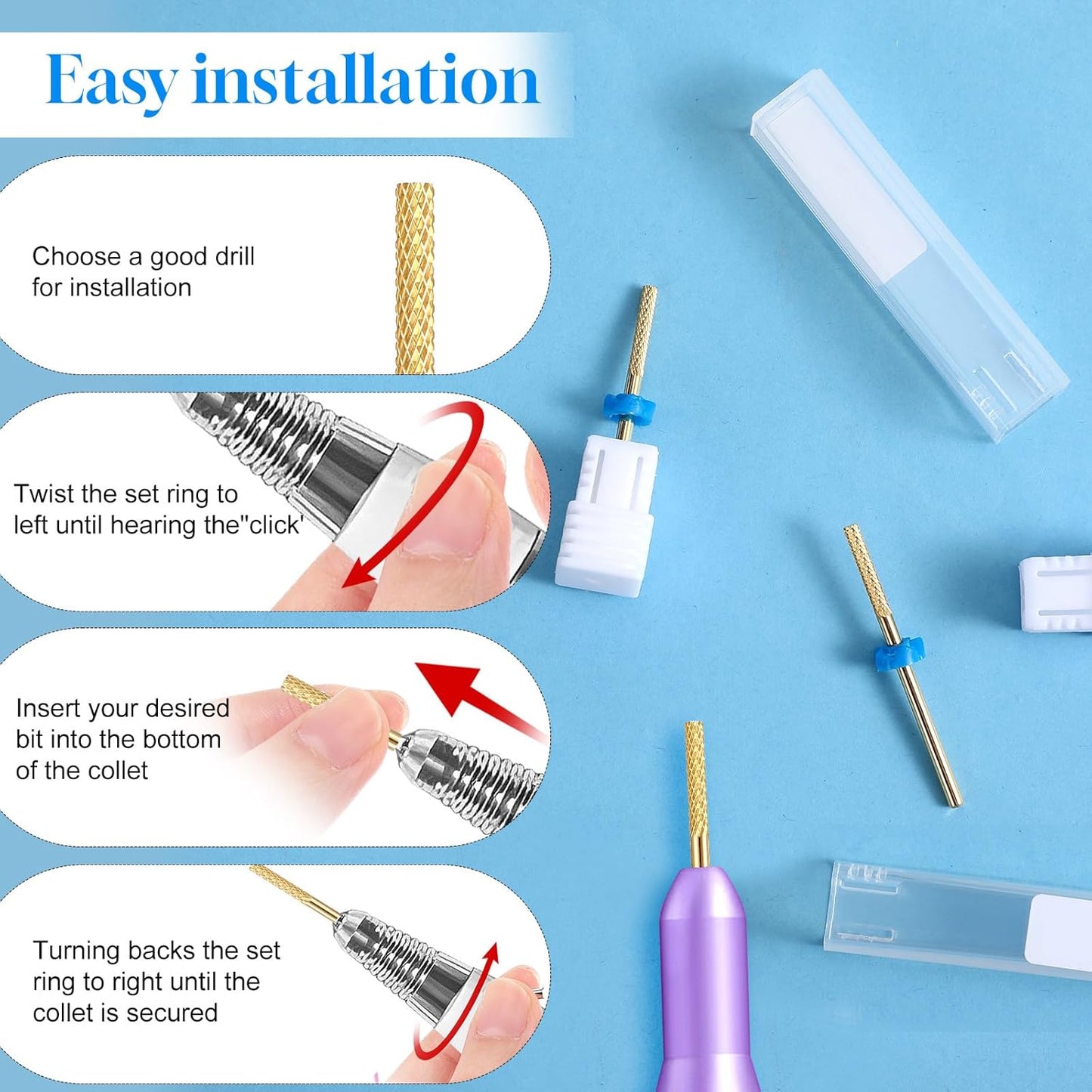 2 Pcs Nail Drill Bits Sturdy Carbide Drills Bit Professional Cuticle Nail Bits for Nails Drills,Drill Bit Nails Tech Suitable for Electric NailFile Manicure Home Salon Supplies