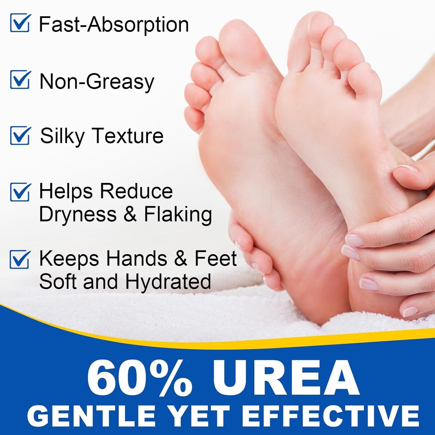 Urea Foot Cream 2Pack, 60% Urea Cream for Maximum Strength Moisturizer Dry Foot, Fast Repairs Rough Skin, Nourish Cracking Heels, Callus Remover for Feet,1.41 Fl Oz