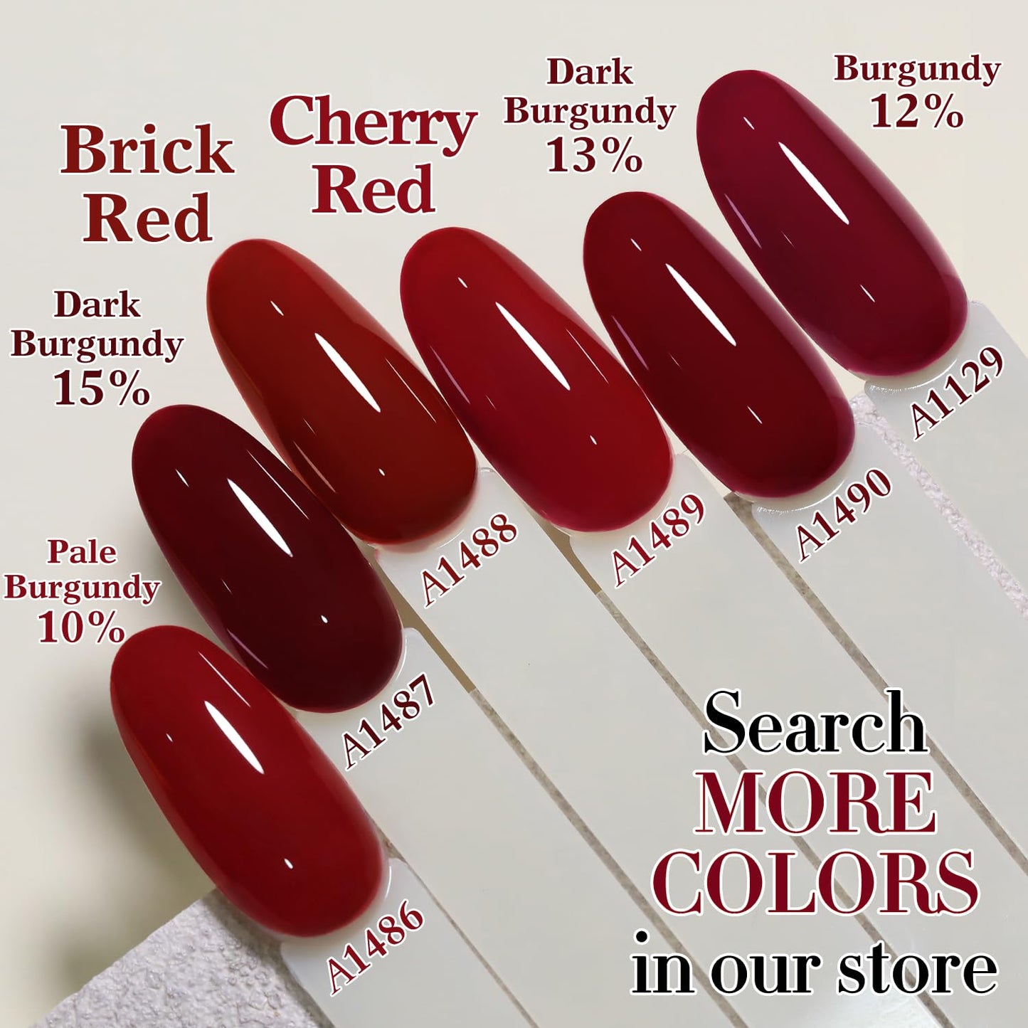 Double Rhythm Translucent Gel Polish Sheer Neutral Natural Light Milky Same Color Same Bottle 15ML Jelly UV Polish Nail Art DIY at Home (Cherry Red-A1489)