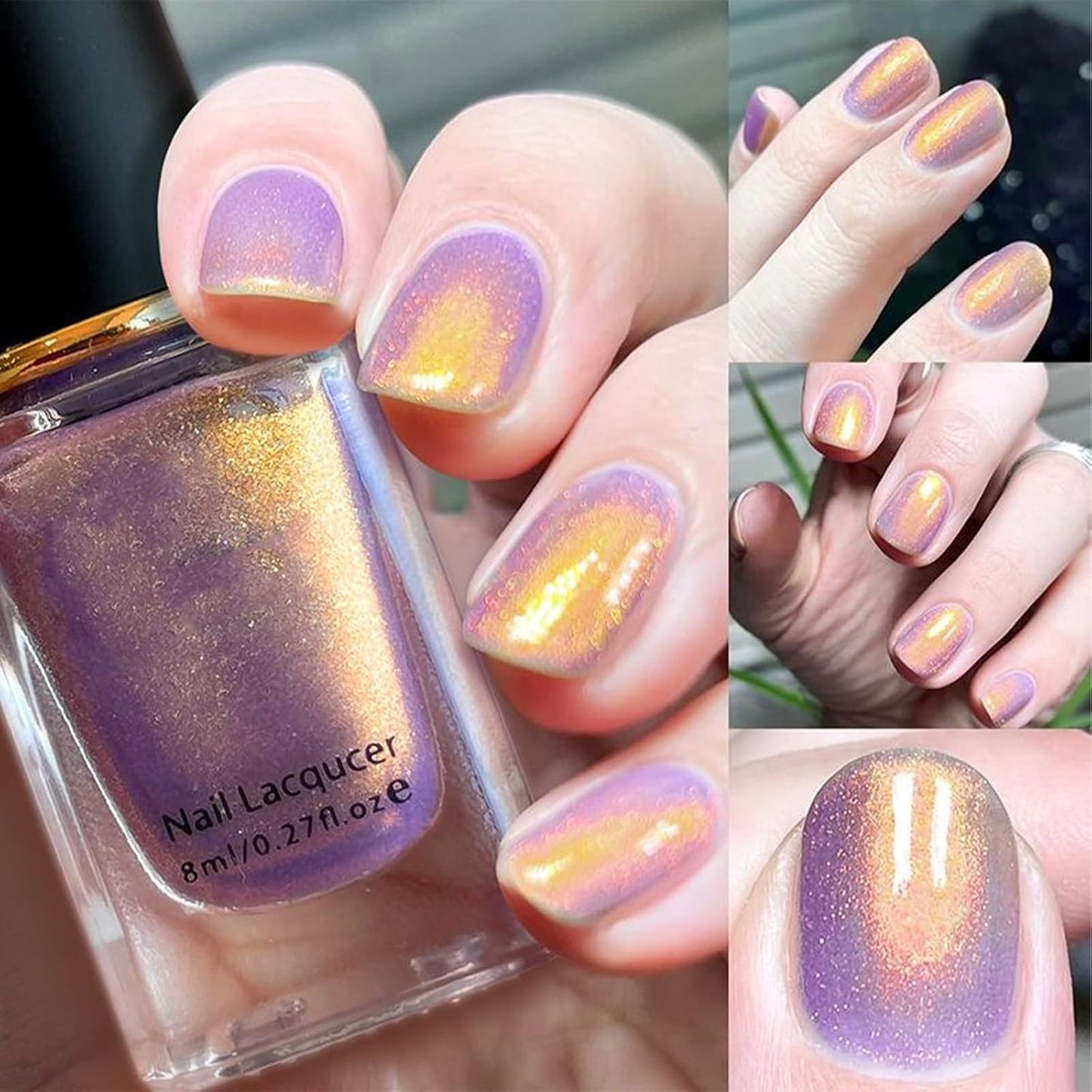 COSMOO Purple Golden Shimmer Quick Dry Nail Polish, 0.41 Fl Oz (Pack of 1), Red