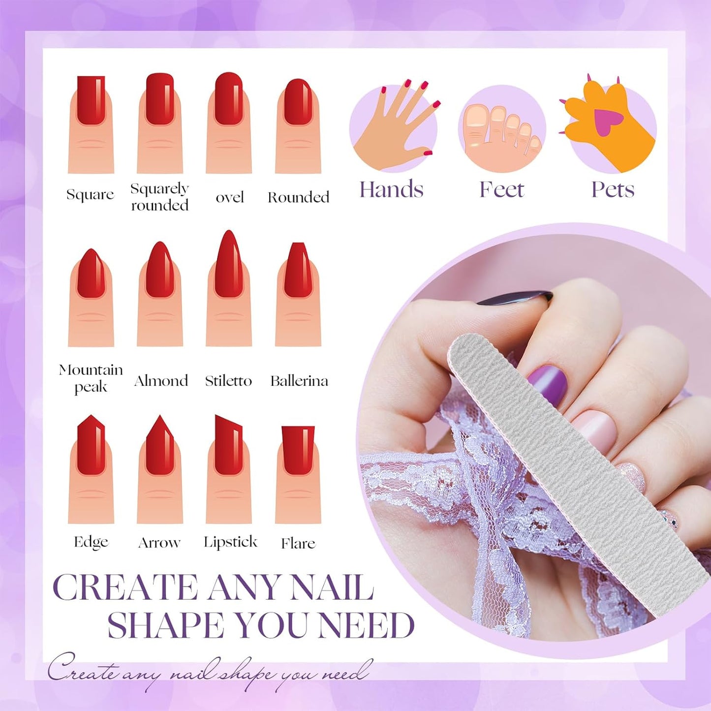 Minatee 150 Pcs 100/180 Grit Nail Files Bulk Double Sides Emery Board Reusable Buffering Files Professional Washable Nail Buffers Manicure Tools for Natural Nails Acrylic Nails(Bow Side)