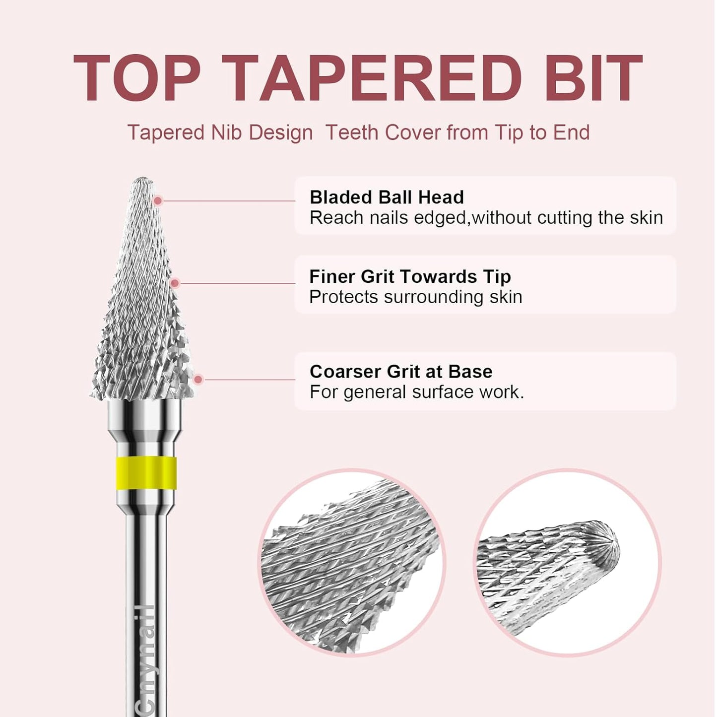 3/32" 2PCS Clean Umberllas Bits Extra Fine Grit Carbide Cuticle Cleaner Bit for Electric Nail Drills – Professional Manicure Tool for Nail Salons and Home Use (XF Grit. Silver)