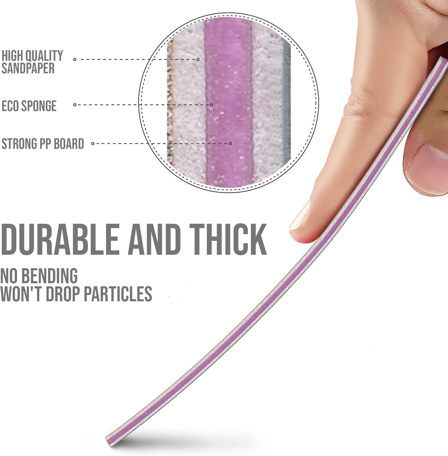 Nail File 100/180 Grit Nail Files for Natural Nails Acrylic Nails Double Sided Emery Board Fingernail Files Limas para Acrilico 12 Pack