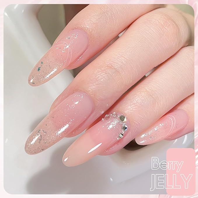 Beautpal Jelly Gel Nail Polish Set Sheer Nude Jelly Pink Gel Polish Transparent Gel Polish Set for Salon Gel Manicure and Nail Art DIY at Home 8ML 6PCS