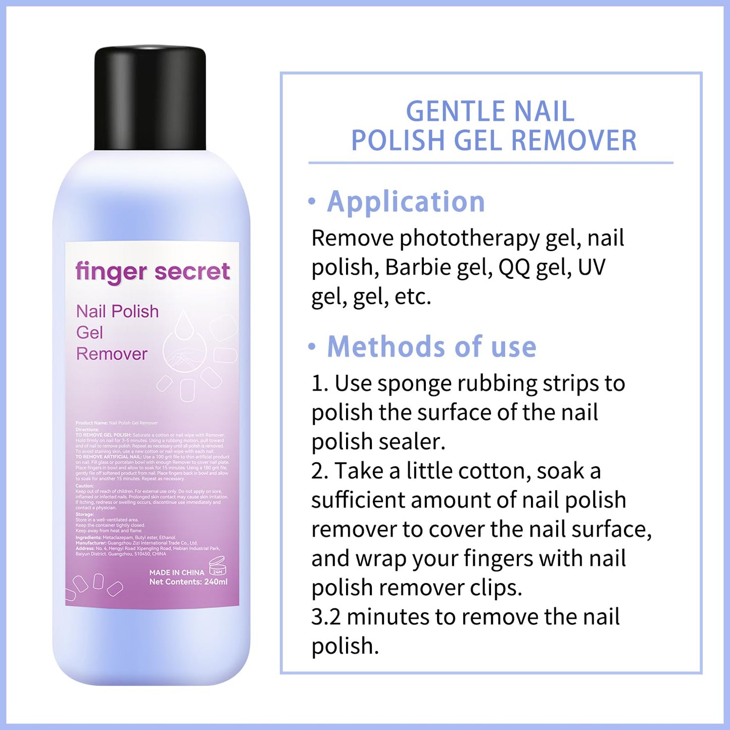 Gel Nail Polish Remover,finger secret Nail Polish Gel Remover 8 FL.OZ,Gel Polish Remover Gel,Professional Gel Nail Polish Remover Quickly & Easily & Effectively Remove Polish