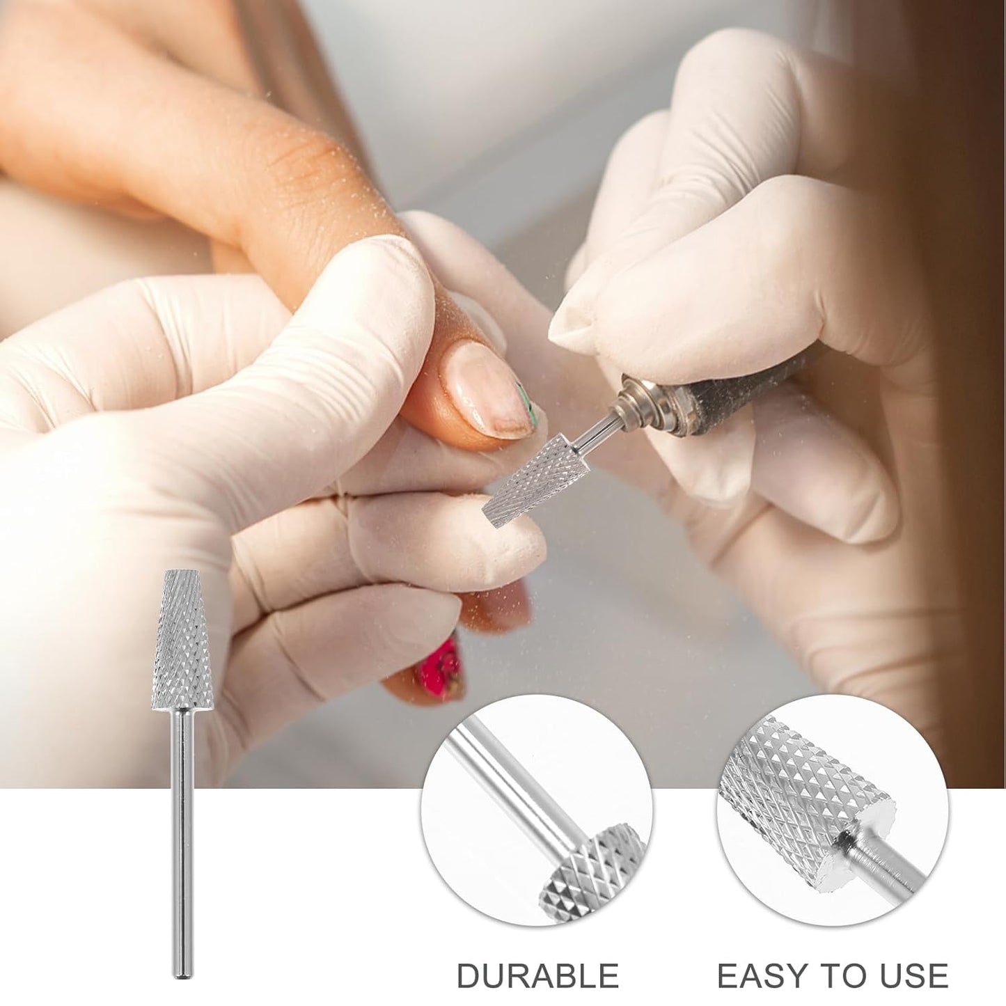 minkissy 3pcs Tapered Barrel Carbide Nail Drill Bit for Nail Polisher Tungsten Steel Conical Nail Drill Head Nail Art Supplies for Electric Nail File Manicure Pedicure