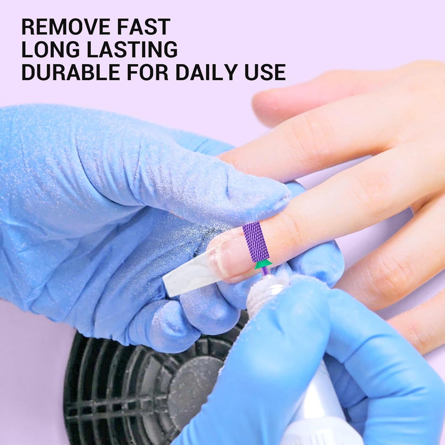 MelodySusie Large Barrel 3/32'' Tungsten Carbide Nail Drill Bit, Crystal Top Purple Heart Shape, Fast Remove Acrylic Gel, Cuticle Gel Polishing for Manicure Pedicure, Purple, Series Bit-S, Coarse