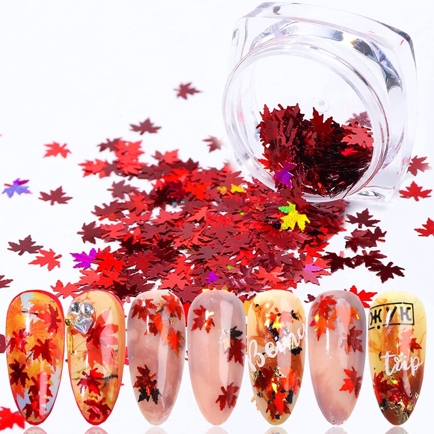 Halloween Nail Art Glitter 3D Nail Sequins, Holographic Day of The Dead Laser Sparkly Flakes Design, Bat Witch Pumpkin Elk Snowflake Nail Decoration for Nail Stickers, Holiday Nail Supplies (3 Boxes)