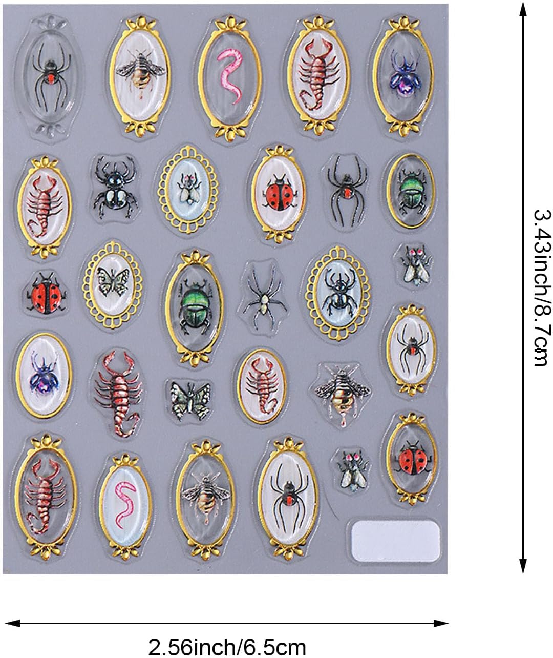 2 Sheets Nail Stickers for Nail Art, Spring Summer 5D Embossed Insect Nail Decals Centipede Spider Butterfly Golden Edge Design Self-Adhesive Nail Supplies Nail Art Accessories