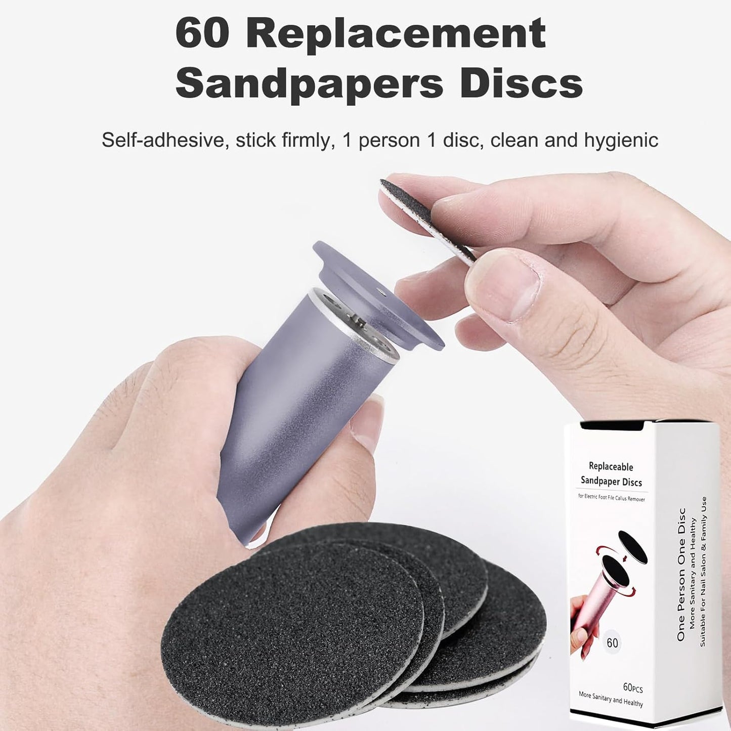 Electric Callus Remover for Feet With Adjustable Speed and 60PCS Sanding Discs - Powerful Foot File, Pedicure Tools, Feet Scrubber, Dead Skin Grinder, Gray