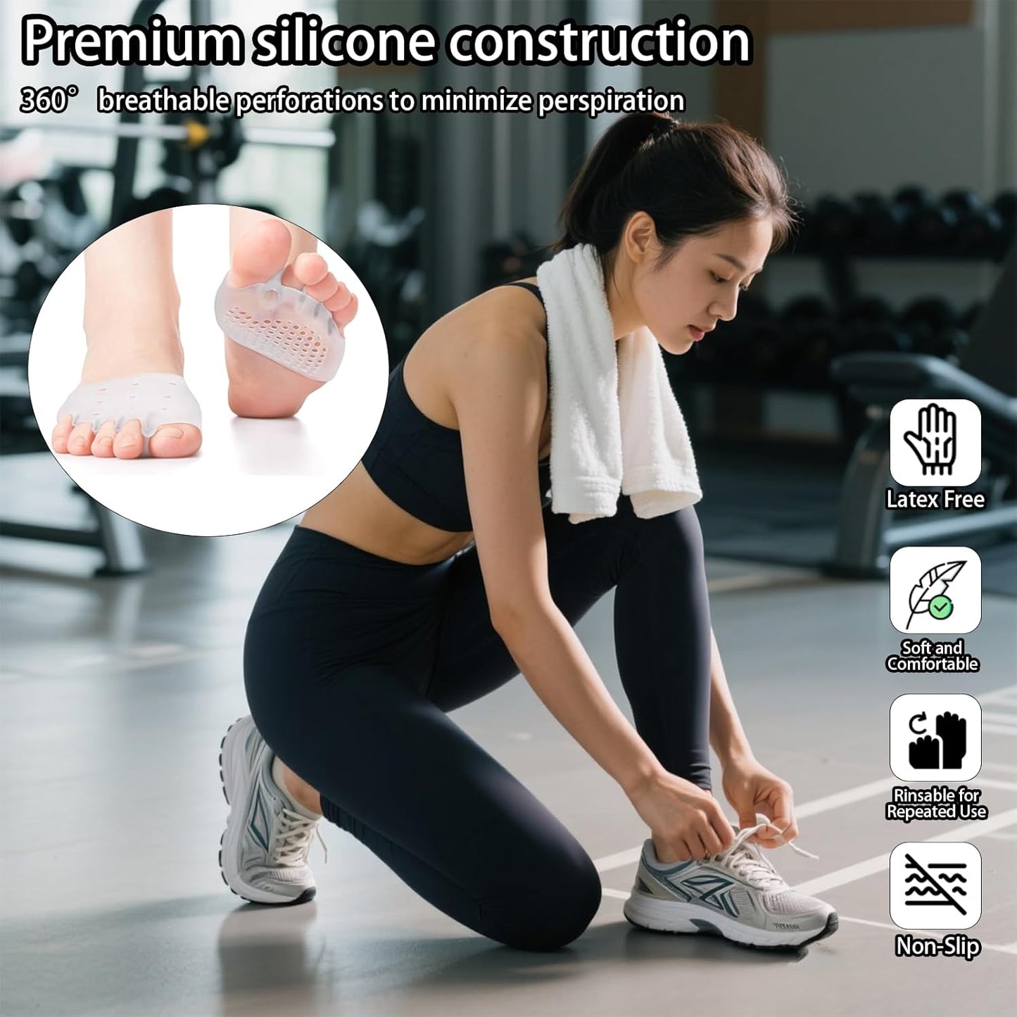 2PCS Silicone Toe Separators – Soft High Elasticity Toe Spacers for Women with Breathable Holes, Foot Support Correct Comfort Corrector Tool for Overlapping Toes