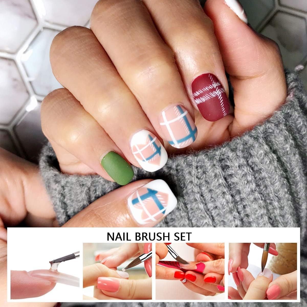 Acrylic Nail Brush Dappen Dish Set, 6PCS Nail Art Pen and 2PCS Crystal Dappen Dish, Manicure Bowl Cup Glass Container for Acrylic Liquid Nail Tool Kit