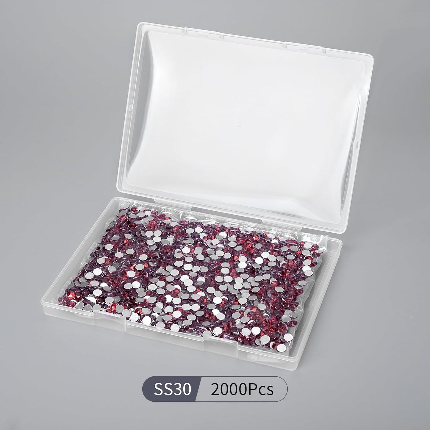 2000PCS Dark Red Rhinestones Bulk, Flat Back Crystal Glass Stone Round Gems,SS30, 6.4-6.6mm
