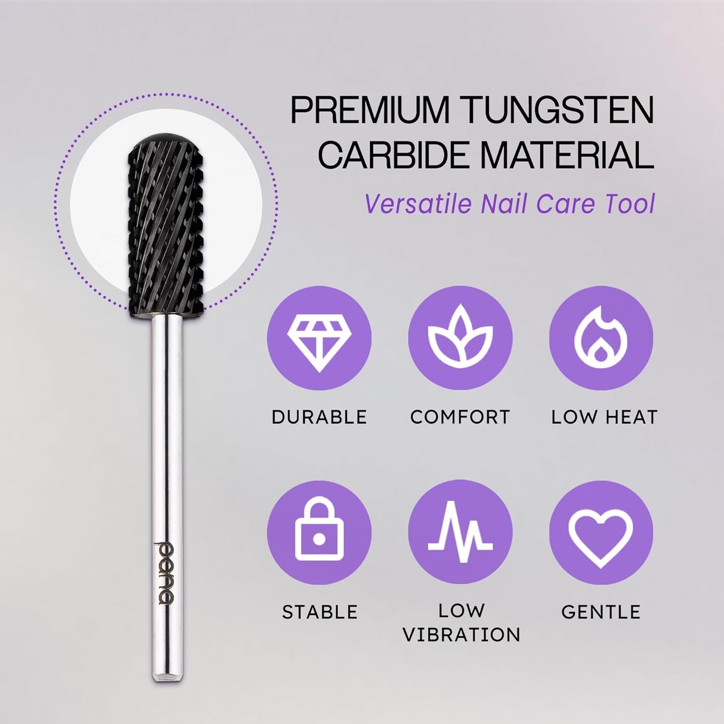 PANA 3/32" Small Smooth Round Top Safety Carbide Nail Drill Bit for Gel Polish & Acrylic Removal Nail Salon Manicure Pedicure Electric File Tools (Small Barrel - DLC Black, Extra Coarse)