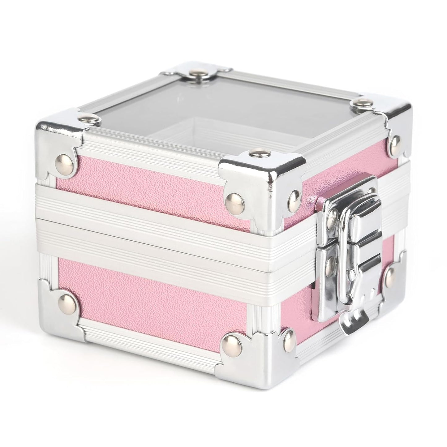 Professional 25 Holes Nail Drill Bits Box Container Nail Drill Grinding Bit Holder Nail Polish Head Storage Box Nail Tools Organizers Container Display Storage Box Manicure Tool (Pink)