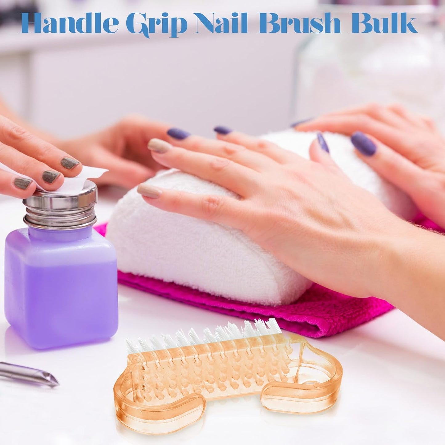 Bokon 400 Pcs Handle Grip Nail Brush Bulk Nail Scrub Brush Nail Brush for Toes and Nails Cleaner, Pedicure Scrubbing tool kit for Men and Women(Colorful)