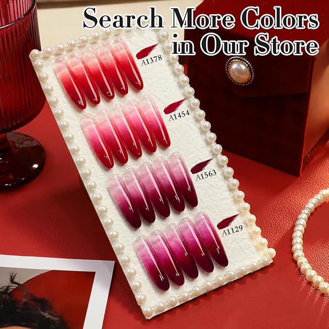 Double Rhythm 0.50 OZ Gel Polish Hema Free Same Color Same Bottle Golden Round Translucent Neutral Natural Milky 15 ML Jelly UV Polish Art DIY at Home (Burgundy-C1129)