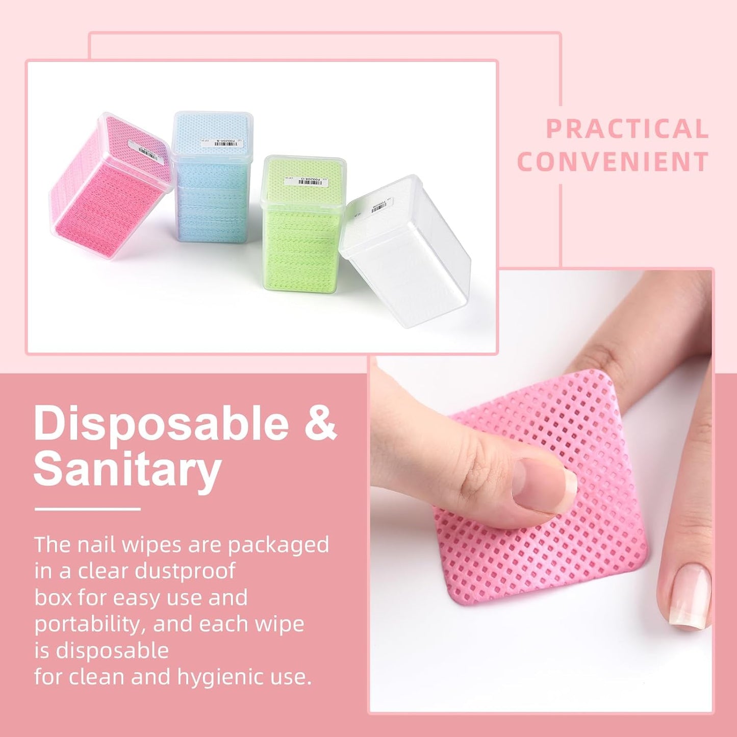 Lint Free Nail Wipes 400Pcs Nail Polish Removal Wipes Disposable Non-Woven Nail Cotton Pads Super Absorbent Eyelash Extension Glue Cleaning Wipes Nail Salon and Home Use