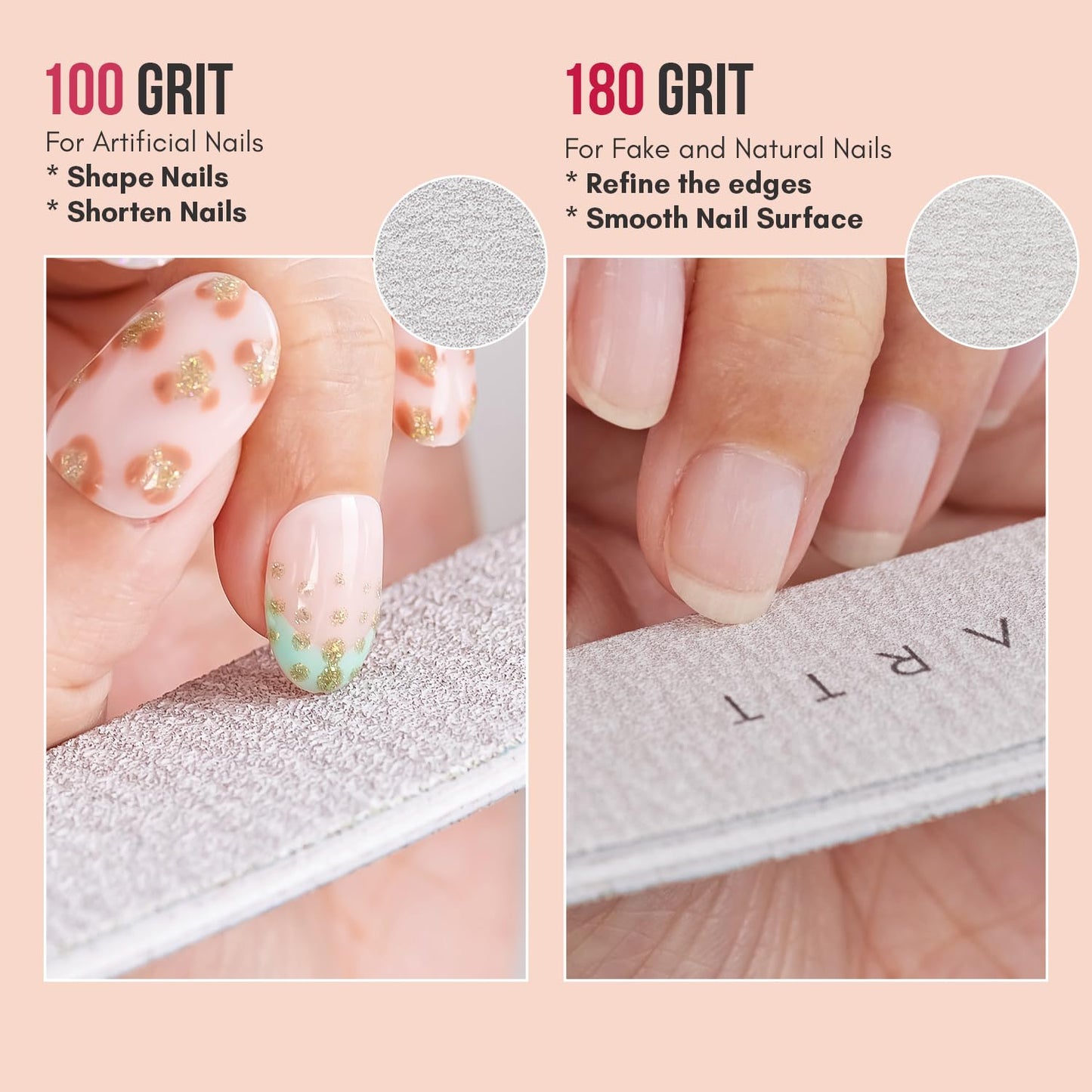 Makartt Nail File, 100/180 Grit Nail Files for Natural Nails, Professional Strong Emery Boards for Nails Doubled Sides Washable Fingernail Files Manicure Tool Set(Zebra-2pcs Trial Set)