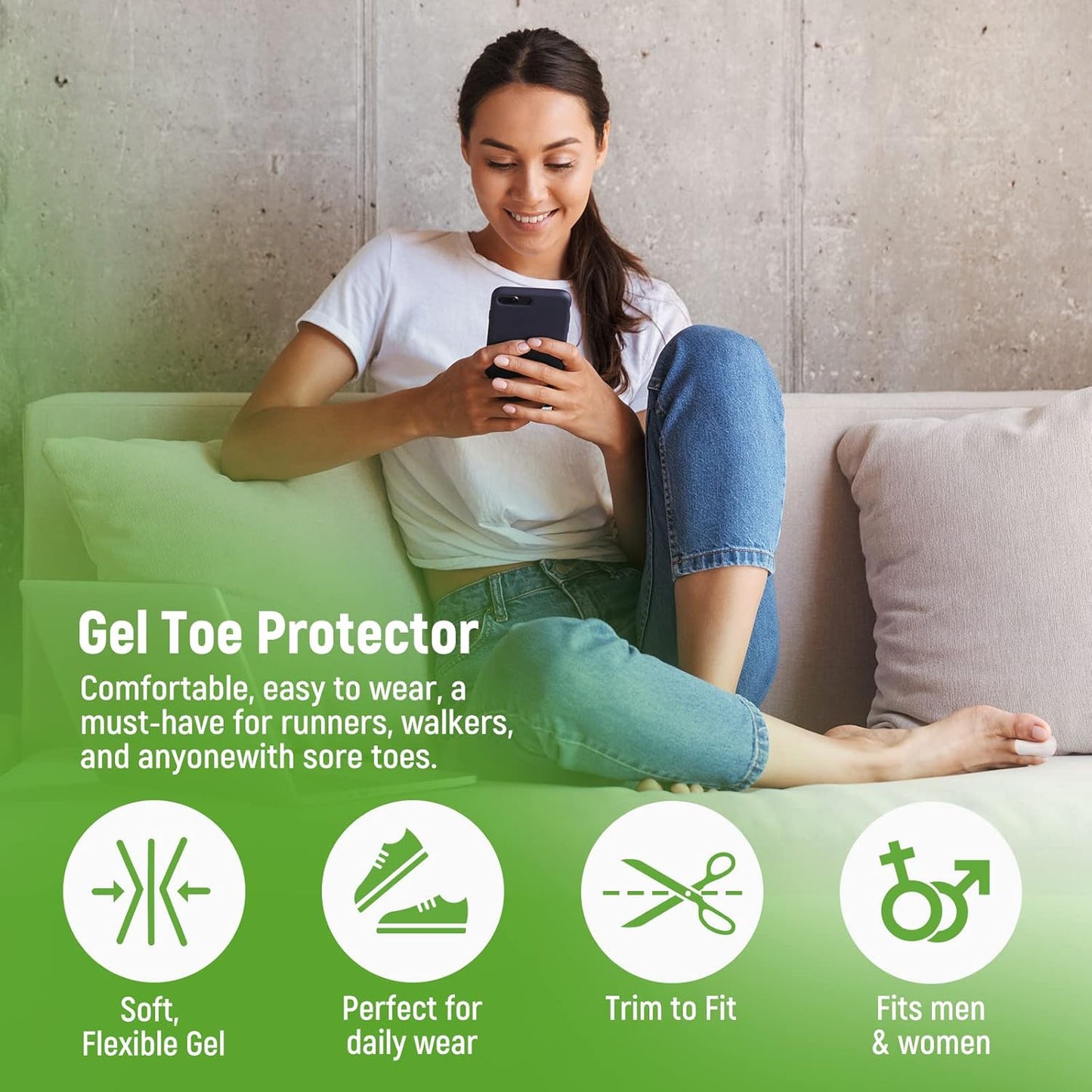 Bukihome Big Toe Protectors 10 ct, Silicone Toe Caps to Cushion Hammer Toe, Blister, Corn, Callus, Great for Running, Walking, Stop Toe Pain (Small, White)
