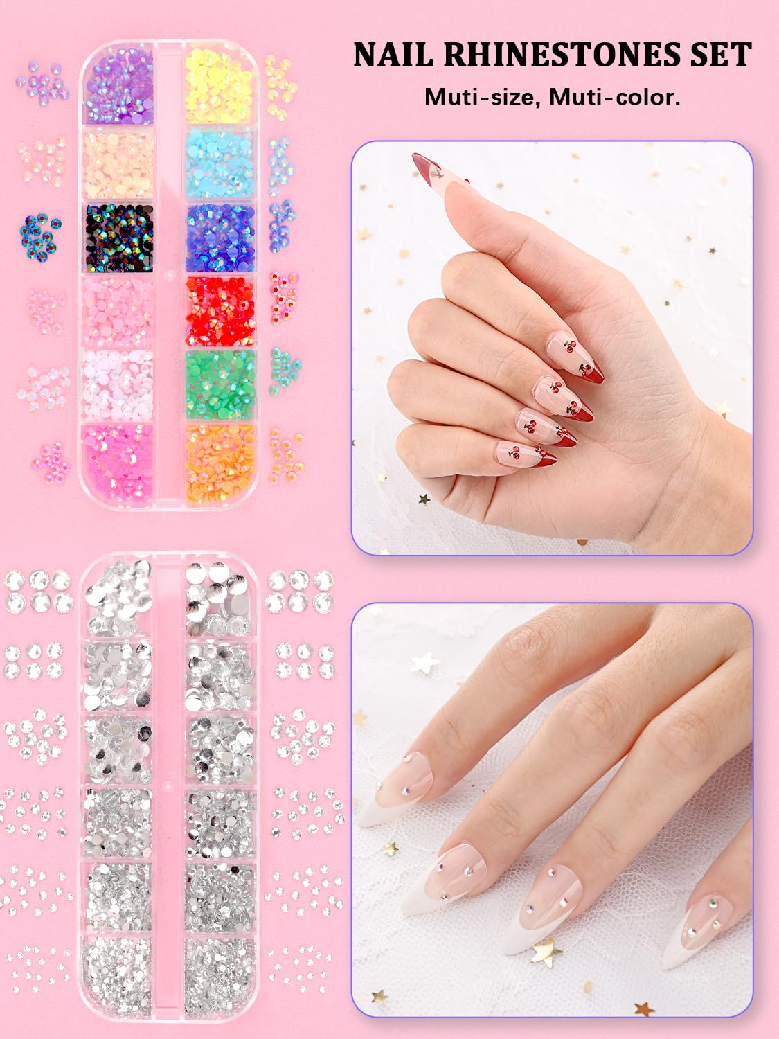 Nail Art Kit, Nail Art Tools, Nail Design Tools, Nail Art Brushes Decoration Kit, Nail Dotting Tool, Nail Kit for Beginners, Chrome Nail Powder, Nail Stickers, Nail Rhinestones, Nail Charms Gems