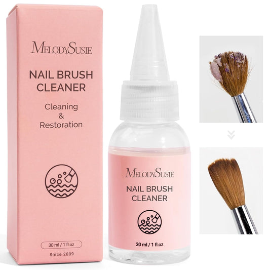 MelodySusie Nail Brush Cleaner, Acrylic Gel Nail Brushes Cleaning & Restoration Wax and Gel Removing Solution for Manicure Salon at Home 30ml/1fl.oz