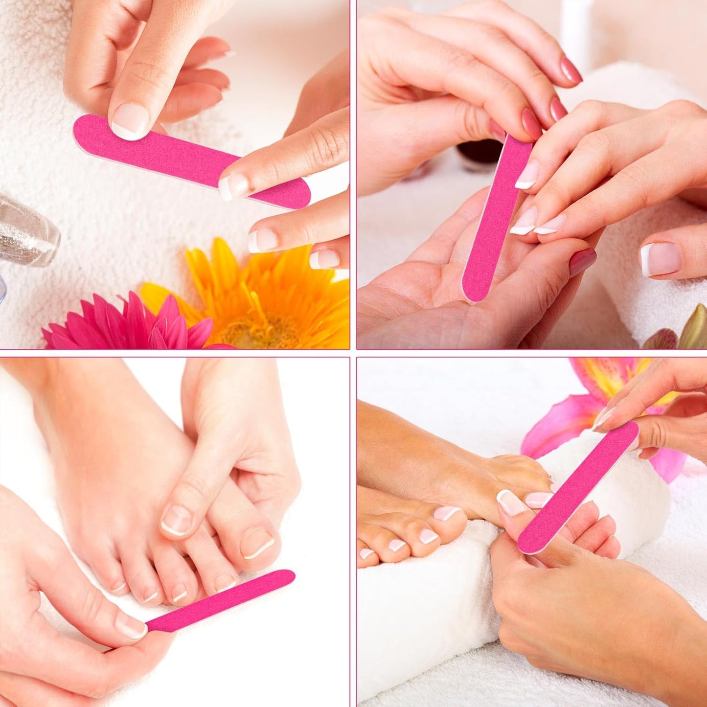 Tbestmax 100 Mini Nail File 3.4 inch Double Sided Emery Boards for Fingernail Tools 150 Grit - Pink